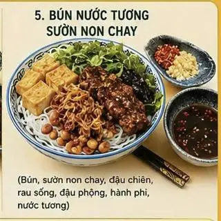 Hình ảnh Bún nước tương sườn non chay