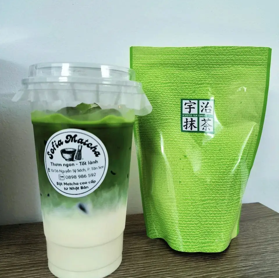 Hình ảnh Matcha latte sữa gấu