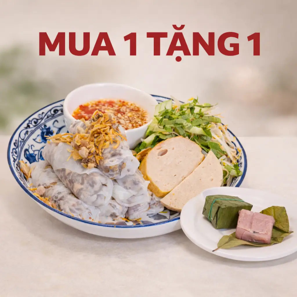 Hình ảnh Mua 1 Tặng 1 - mua 1 bánh cuốn nhân thịt heo lớn tặng 1 nem chua/chả