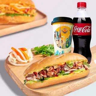 Hình ảnh Combo bánh mì thịt nướng - ly đá - nước ngọt bất kỳ