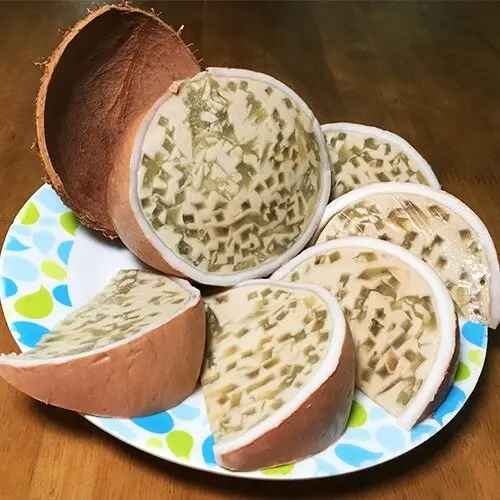 Hình ảnh Bánh Flan Trái Dừa rau câu Vani Truyền thống {Bánh mới giao ngay}
