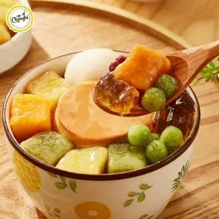 Hình ảnh Chè khoai dẻo đậu đỏ Đài Loan bánh flan