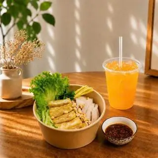 Hình ảnh Combo bún chan nước tương đậu thịt - trà tắc