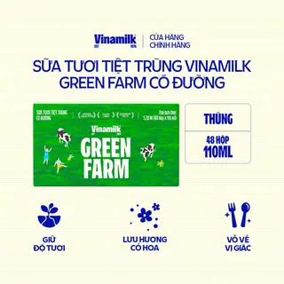 Hình ảnh Thùng 48 Hộp Sữa Tươi Tiệt Trùng Vinamilk Green Farm có đường - Lốc 4 Hộp 110ml_04GD33_THG