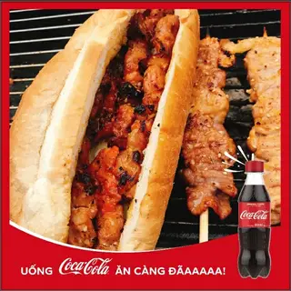 Hình ảnh Bánh mì thịt xiên nướng 2 xiên - coca