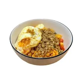 Hình ảnh Mì trộn phô mai cay thịt băm trứng
