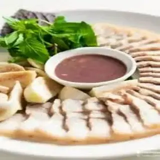 Hình ảnh Cơm thịt luộc - cà pháo - mắm tôm