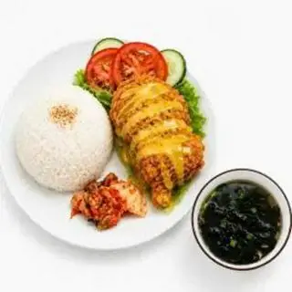 Hình ảnh Cơm gà sốt mù tạt mật ong - canh rong biển