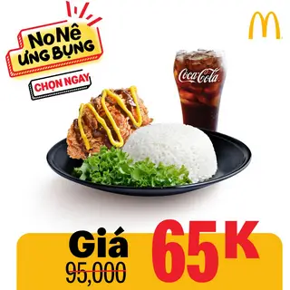Hình ảnh Cơm 1 Miếng Gà Dính Phô Mai Kèm Nước