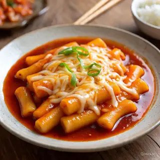 Hình ảnh Tokbokki đẫm phô mai
