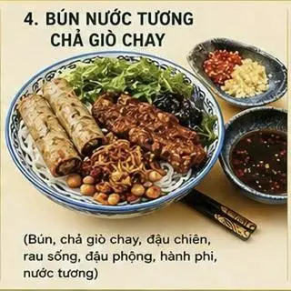 Hình ảnh Bún nước tương chả giò chay