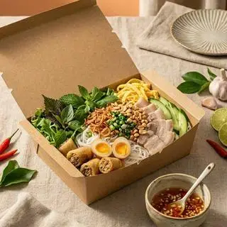 Hình ảnh Bún thịt luộc mềm trứng đào