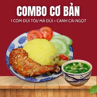 Hình ảnh Cơm Gà Xối Mỡ (Đùi Tỏi/Má Đùi) + Canh Cải Ngọt