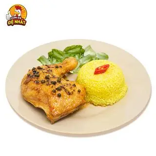 Hình ảnh Cơm Đùi Gà Góc 4 Xốt Tiêu Xanh