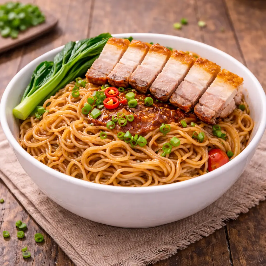 Hình ảnh Mì trộn heo quay giòn bì