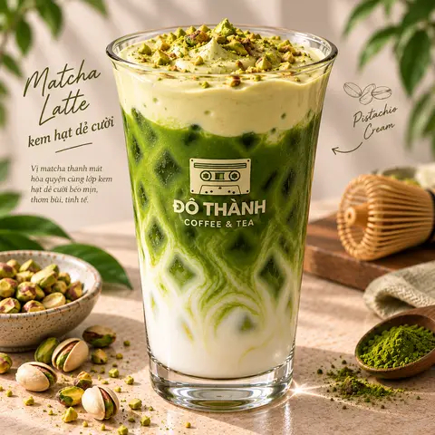Hình ảnh Matcha latte kem hạt dẻ cười