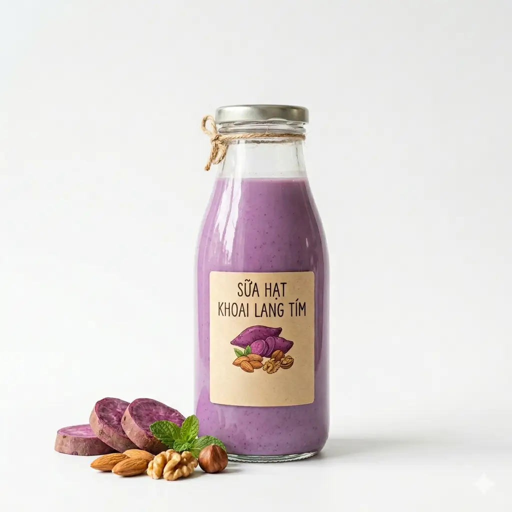 Hình ảnh Sữa điều - macca - khoai lang tím