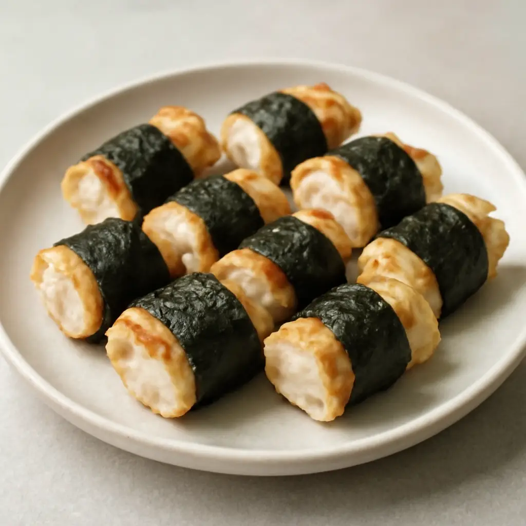 Hình ảnh Mì trộn sate gà cuộn rong biển ốp la