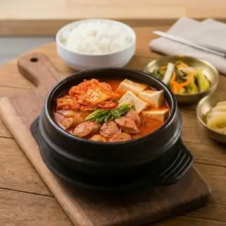 Hình ảnh Canh xúc xích thố đất|뚝배기부대찌개