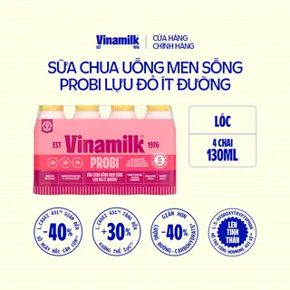 Hình ảnh Sữa chua uống Probi Vị Lựu Đỏ Ít Đường - Lốc 4 chai 130ml_07UL30_LOC