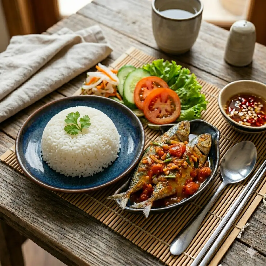 Hình ảnh Cơm cá nục chiên