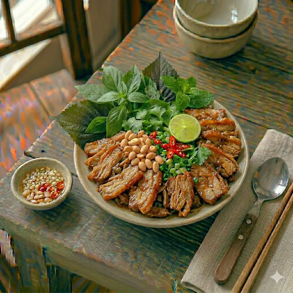 Hình ảnh Cơm chả nấm - heo quay chay