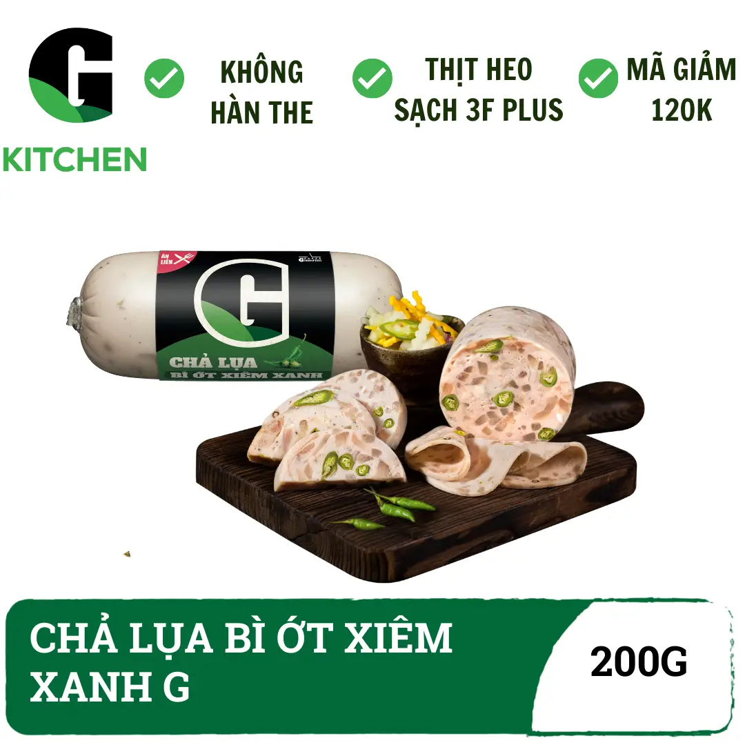 Hình ảnh Chả lụa bì ớt xiêm xanh G Kitchen 200g