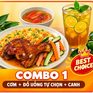 Hình ảnh Combo cơm rang gà - đồ uống - hoa quả