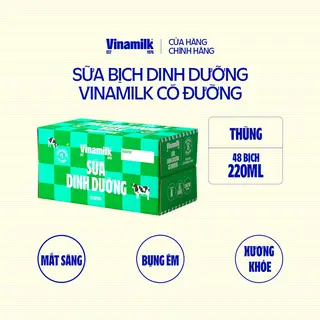 Hình ảnh Thùng 48 Bịch Sữa dinh dưỡng Vinamilk có đường - Bịch 220ml _04FD31_THG