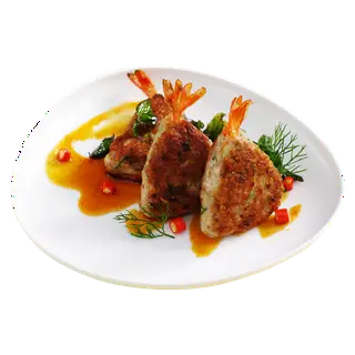 Hình ảnh Chả tôm vị cà ri đỏ sốt chua ngọt