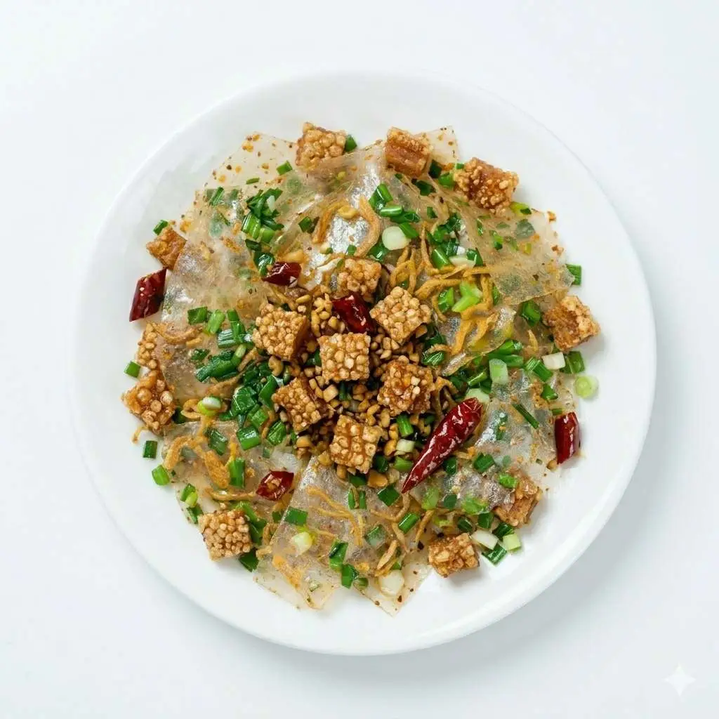 Hình ảnh Bánh tráng trộn tóp mỡ lòng đào