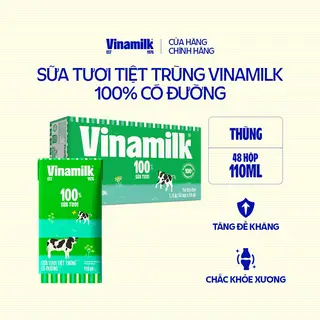 Hình ảnh Thùng 48 hộp Sữa tươi tiệt trùng Vinamilk 100% Có đường 110ml_04ED39_THUNG