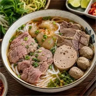 Hình ảnh Bún Bò Tái Nạm + Gân, Chả, Bò Viên