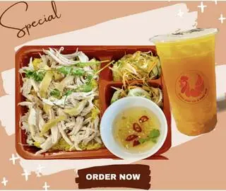 Hình ảnh (Combo Gà Cãi Nước Sôi ) Mua 1 Cơm Gà Xé Tặng 1 Trà Chanh