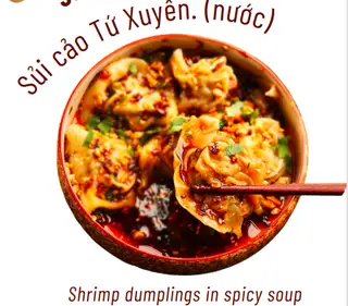 Hình ảnh Sủi cảo tôm thủy tinh nước cay Tứ Xuyên (3 viên)