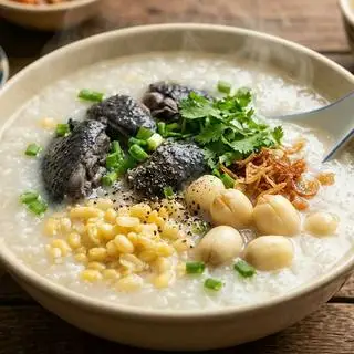 Hình ảnh Cháo gà ác đậu xanh hạt sen