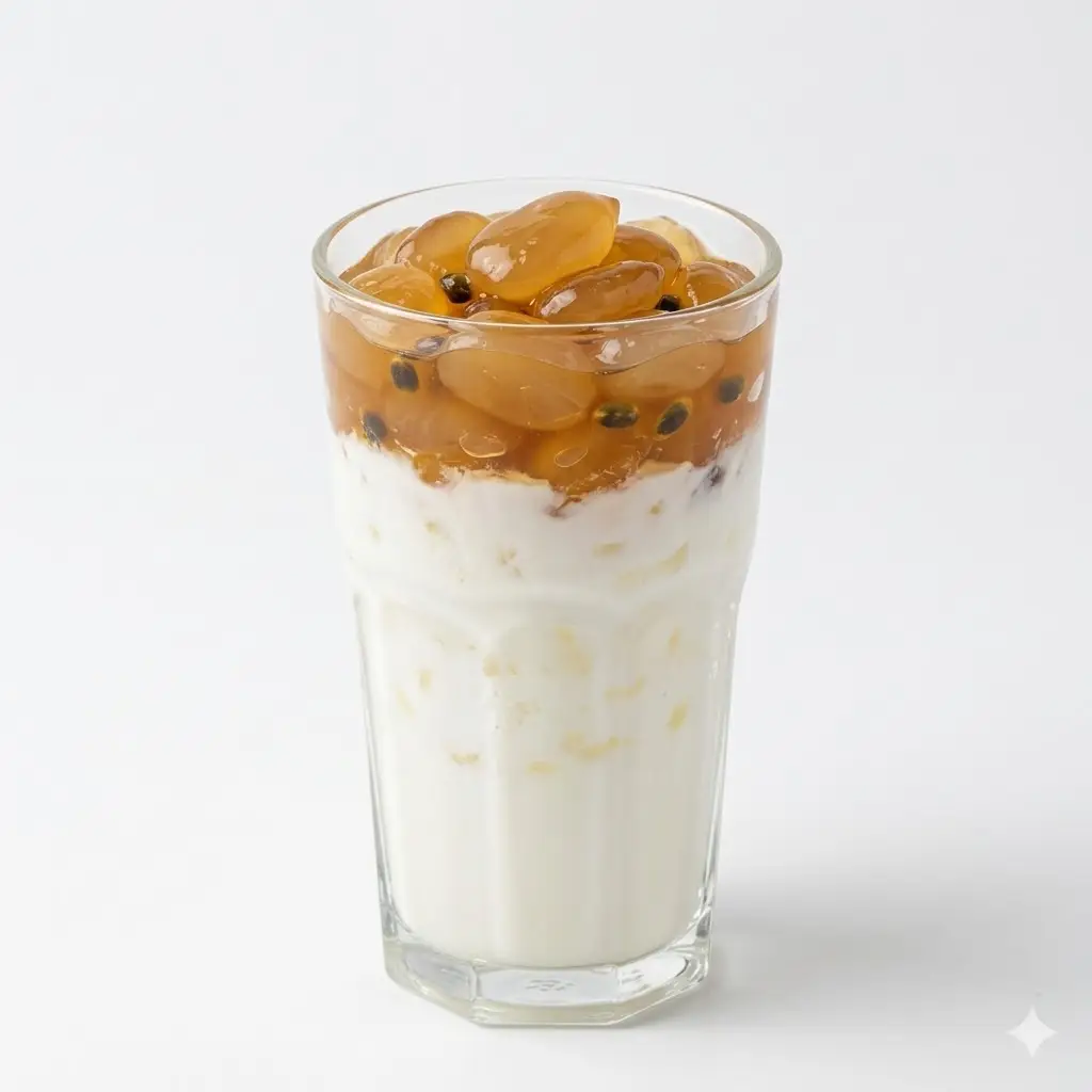 Hình ảnh Hạt đác rim thơm, chanh leo mix sữa chua