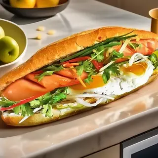 Hình ảnh Bánh mì xúc xích - trứng