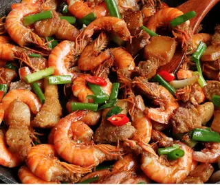 Hình ảnh Cơm tôm thẻ ram thịt
