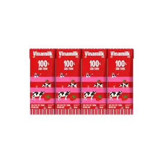 Hình ảnh Sữa tươi tiệt trùng Vinamilk 100% Hương Dâu Lốc 4 Hộp 180ml_04EA12_LOC