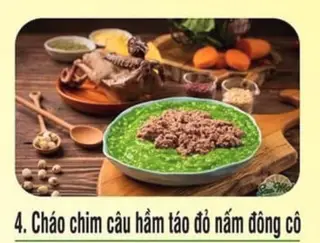 Hình ảnh Cháo Chim Bồ Câu Hầm Táo Đỏ