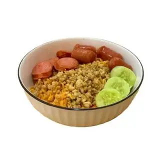 Hình ảnh Mì trộn phô mai cay thịt băm xúc xích