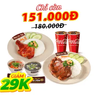 Hình ảnh Combo 2 người C - cơm sườn - cơm gà nướng