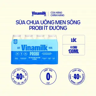 Hình ảnh Sữa chua uống Probi Ít Đường - Lốc 4 chai x 130ml_07UI31_LOC