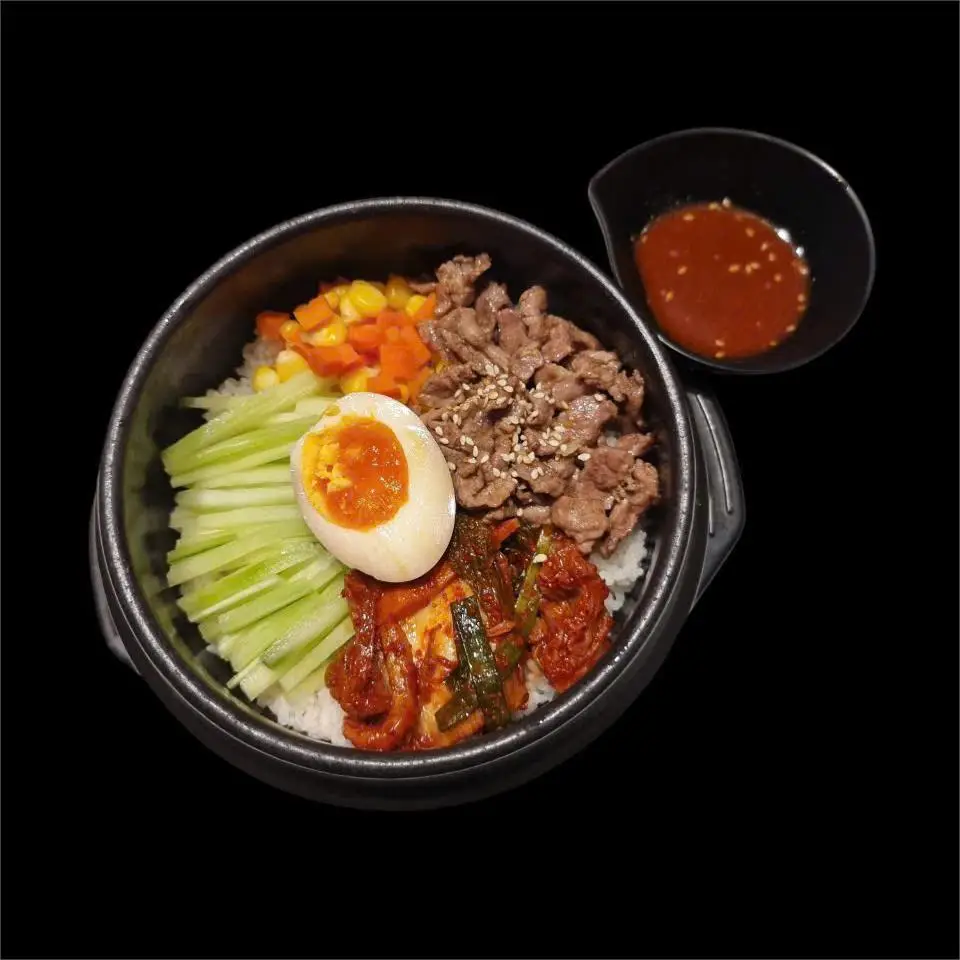 Hình ảnh Cơm trộn Hàn Quốc thịt ba chỉ bò Mỹ kèm canh