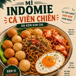 Hình ảnh Mì Indomie trộn cá viên chiên - trứng ốpla