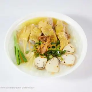 Hình ảnh Cháo gà chặt kèm rau