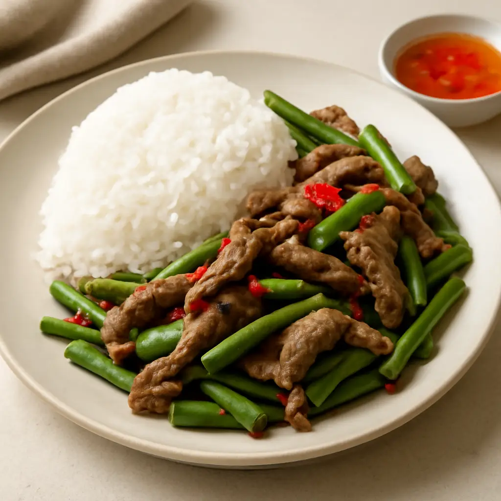 Hình ảnh Cơm thịt xào đậu que