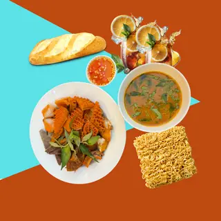 Hình ảnh 1 phá lấu mì - 1 phá lấu bánh mì - topping - 2 trà tắc