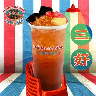 Hình ảnh Hồng Trà Sủi Bọt Full Topping - 泡沫紅茶 綜合配料